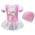 thumbnail image 1 of SUEE Girls Mermaid One Piece Swimuit Princess Swimwear Swimwear w/Swim Cap, 1 of 7