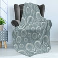 thumbnail image 4 of Geometric Soft Flannel Fleece Blanket, Inner Spirals Ellipse Forms with Wavy Horizontal Short Lines Abstract Modern, Cozy Plush for Indoor and Outdoor Use, 50" x 60", Blue Grey Dust, by Ambesonne, 4 of 5