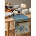 thumbnail image 6 of Blue Beige Wood Grain Table Runner 48 Inches, Vintage Shabby Plank Bed Runner Dresser Scarves Tabletop for Indoor Outdoor Parties/Ceremony/Banquet, 13" x 48", 6 of 8