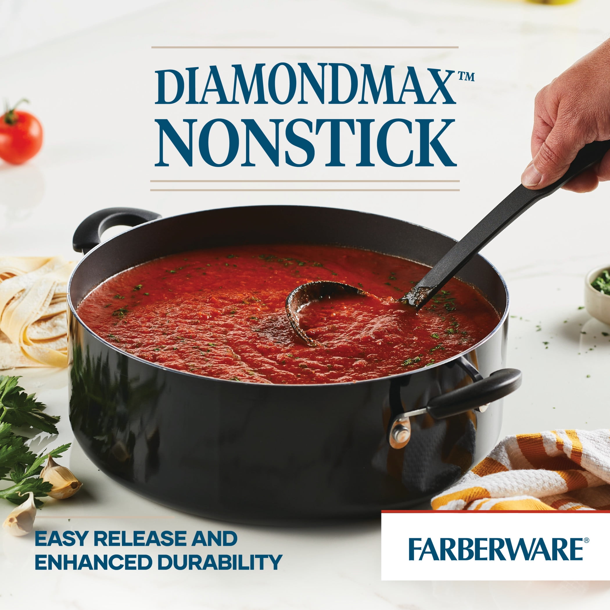 Farberware Easy Clean 8 Quart Nonstick Stockpot / Dutch Oven, Dishwasher Safe, Black