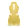 thumbnail image 3 of YONGHS Robe de Danse Latine Scintillante Sans Manches pour Filles Jupe à Franges Jaune 8, 3 of 7