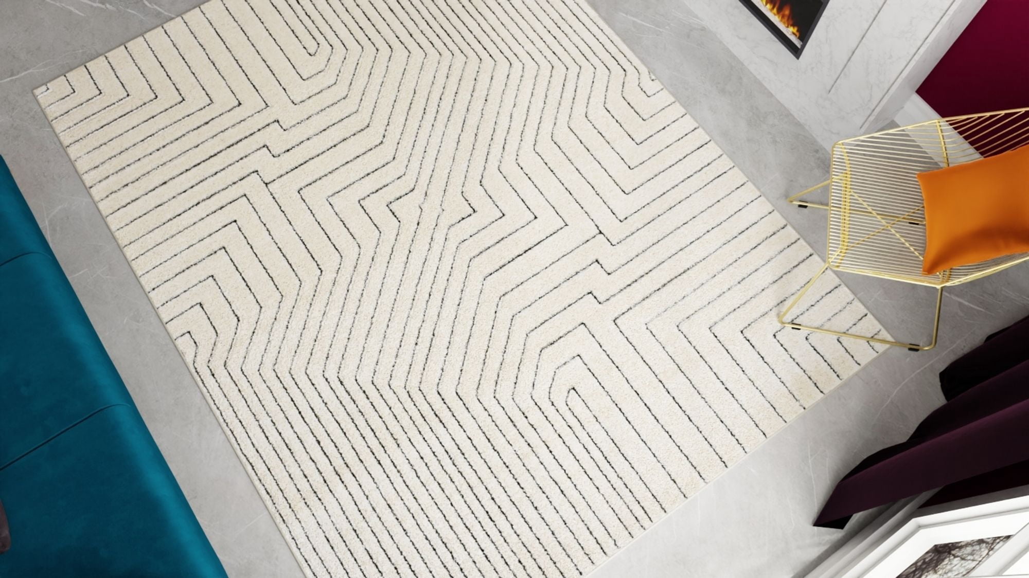 Rugs America Chanai CN90B Contemporary Geometric 5'0" X 7'0" Area Rug