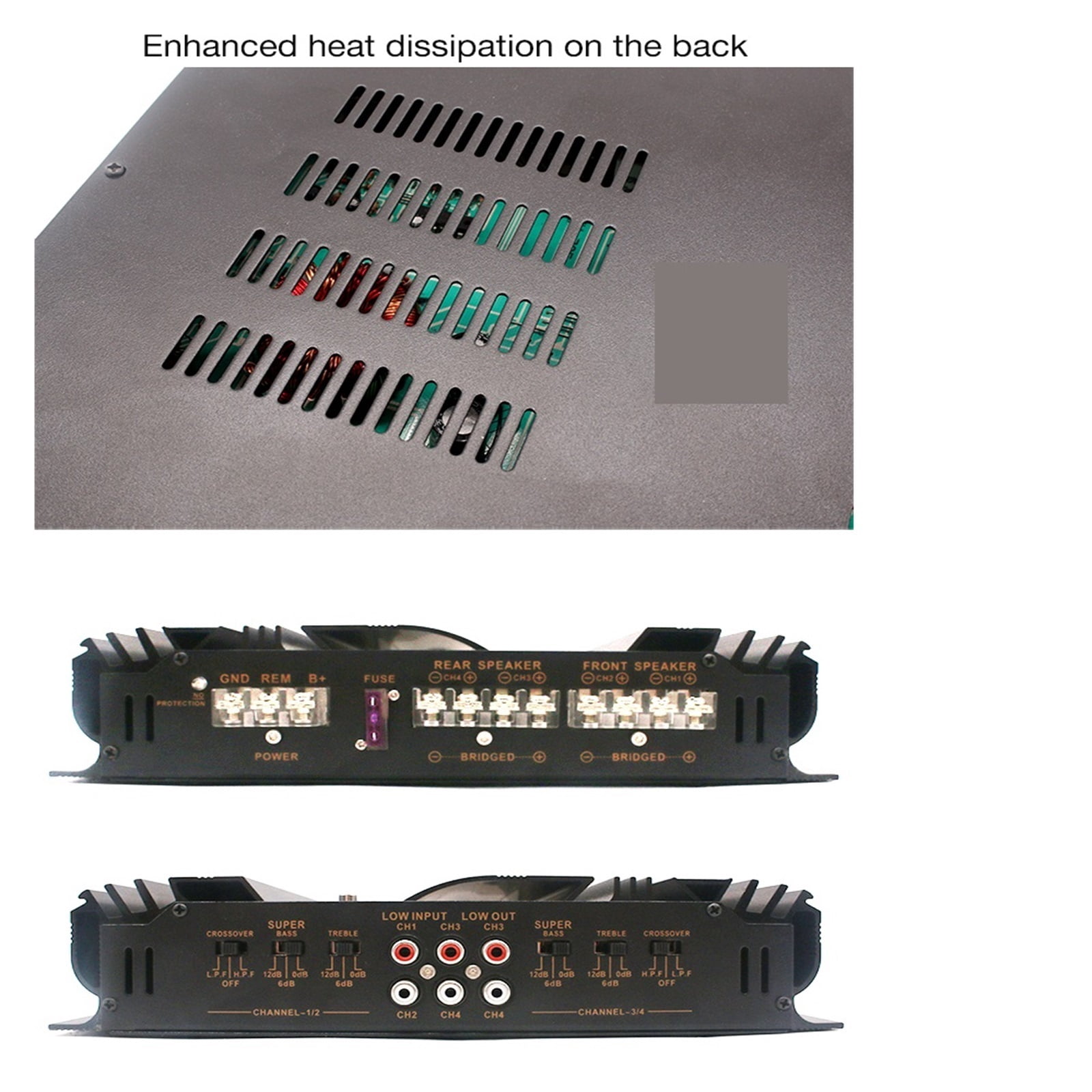 80W*4 12V Car Amplifier MAX 3800W Professional High Power Classs AB Car Amplifier 4 Channel ,Bass & Treble Control