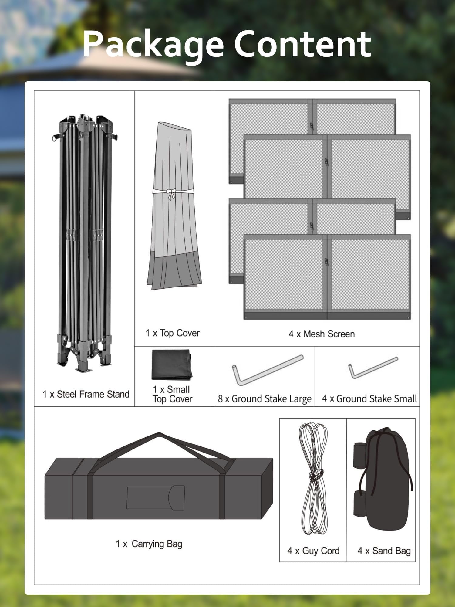 Luku 13x13FT Pop Up Gazebo, Canopy Tent with Mosquito Netting - Outdoor Gazebo for Backyard & Patio Furniture - Pop Up Tent with Wheeled STO-N-Go Cover Bag