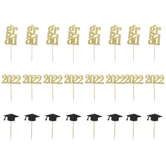 24 Pcs Graduation Dessert Picks and Cake Toppers for Party Decorations, Baking Accessories, Ideal for Celebration and Event Supplies