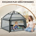 thumbnail image 4 of Baby Playpen with Self-Inflating Play Mat & Travel Bag, Portable Outdoor Playpen for Babies and Toddlers, Foldable Pop Up Play Tent for Home, Park, Beach and Camping (Grey), 4 of 7