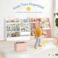 thumbnail image 4 of Curipeer 30'' Kids Bookshelf , 3-Tier Toy Storage Organizer with Removable Toy Bins, Pink, 4 of 8