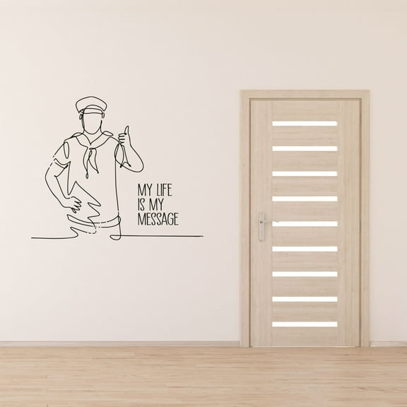 My Message Life Quote Sailing Sailor Sail Boat Ocean Sea Silhouette Vinyl Design Wall Sticker Wall Art Wall Decal Boy Girl Kid Room Bedroom Sailor Home Decor Stickers Decoration Size (20x20 inch)