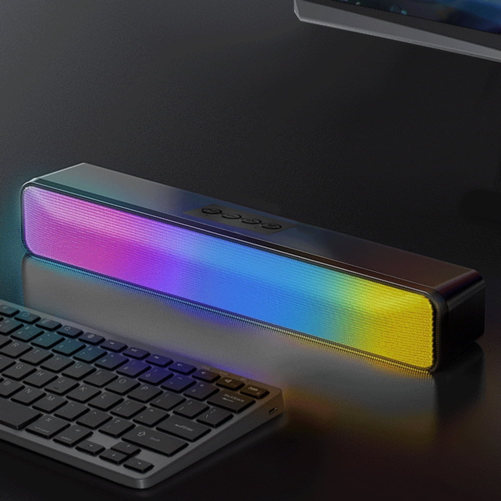 golytefs Rgb Wireless Speaker Bluetooth-compatible 3D Stereo Sound Bar Usb Powered Portable Mini Loudspeakers with Subwoofer Double Speaker High Volume for Pc Laptop