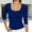 Blue, variant on Womens Slim Scoop Neck Shirts 3/4 Sleeve Knit Ribbed Pullover Tops for Women Trendy Casual Solid Color Outfit Brown XL