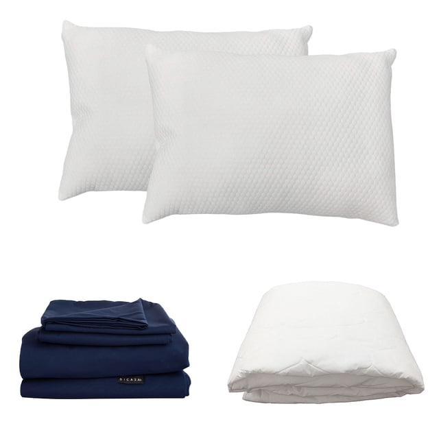 Protector Spring Air King Size + Sábanas Softy Azul Marino + Almohada Frosty 2
