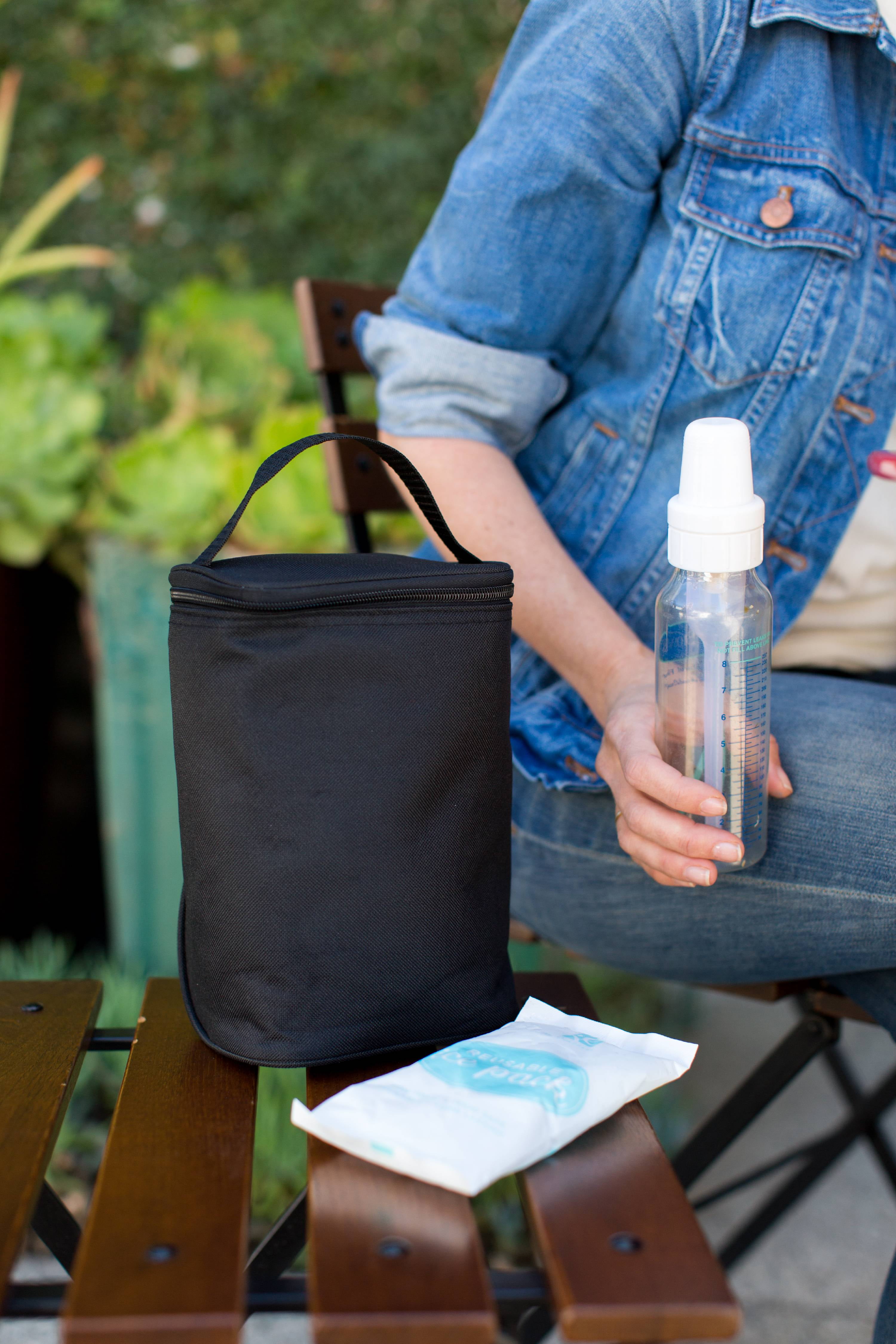 J.L. Childress TwoCOOL Breast Milk Cooler - Baby Bottle & Baby Food Bag - Black