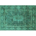 thumbnail image 1 of Ahgly Company Indoor Rectangle Medallion Turquoise Blue Traditional Area Rugs, 2' x 5', 1 of 4