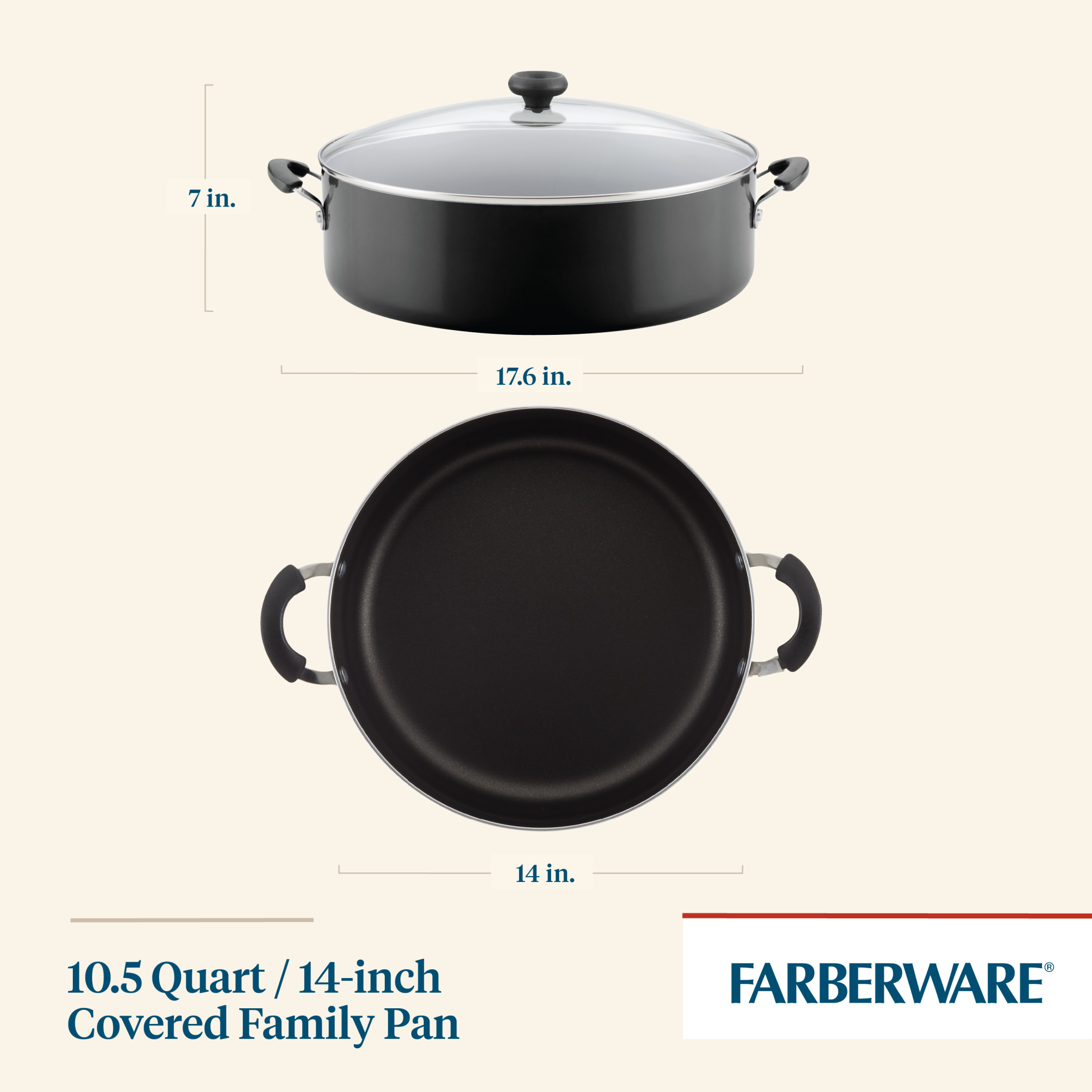 Farberware Easy Clean 14-Inch Covered Family Pan, Black photo 6