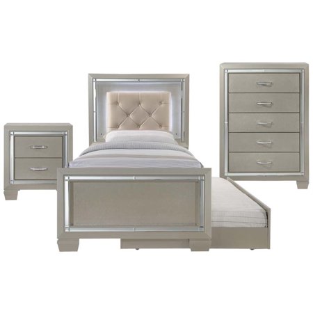 4 Piece Twin Panel Bedroom - Picket House Furnishings Glamour 4 Piece Twin Panel Bedroom Set