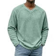 thumbnail image 2 of Dwellite Men's V Neck Sweater Knitted Pullover Casual Soft Waffle Lightweight Long Sleeve Sweater Mint Green 2XL, 2 of 5