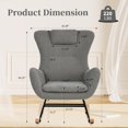 thumbnail image 2 of FIRLZY Rocking Chair Nursery, Teddy Upholstered Rocker Glider Chair with High Backrest, Adjustable Headrest & Pocket, Comfy Glider Chair for Nursery, Bedroom, Living Room, Offices, Gray, 2 of 16