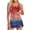 A-Red, variant on Womens Conservative Swimsuit Independent Day Printed Top With Skirt Two Piece Set With Chest Cushion Split Swimsuit Set A-Brown XXL