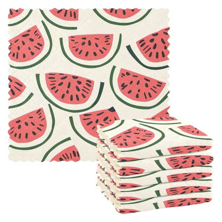 

6 Pieces of Kitchen Towels 11x11Inch Kitchen Dish Cloths Kitchen Dish Towels Reuseable Cleaning Cloths Seeded Watermelon