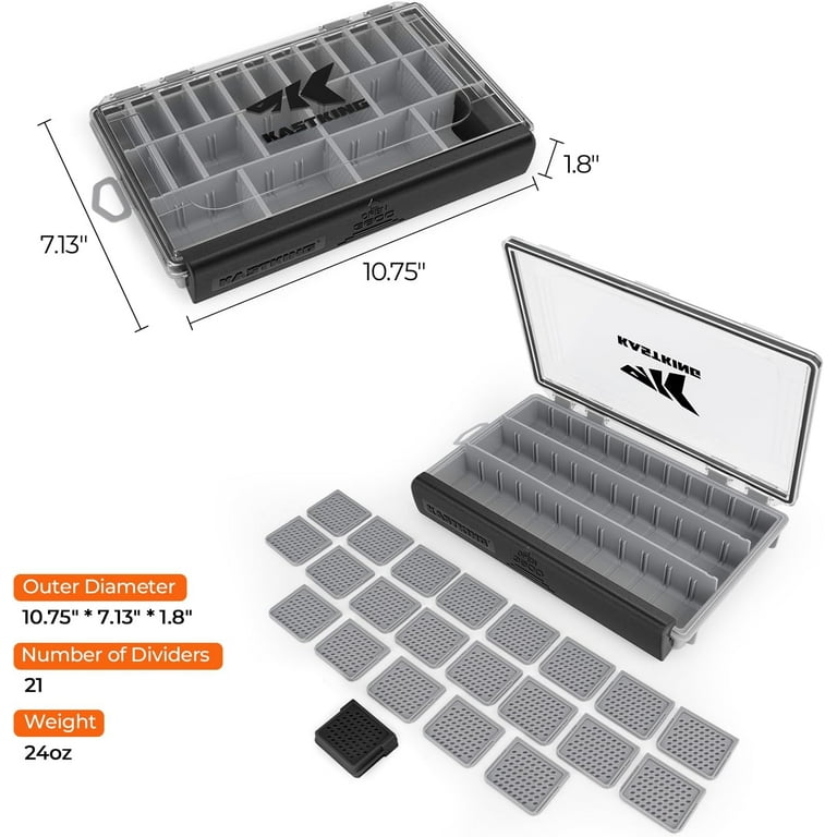 Kastking 3600 Tackle Box, Waterproof Fishing Organizer Black HyperSeal