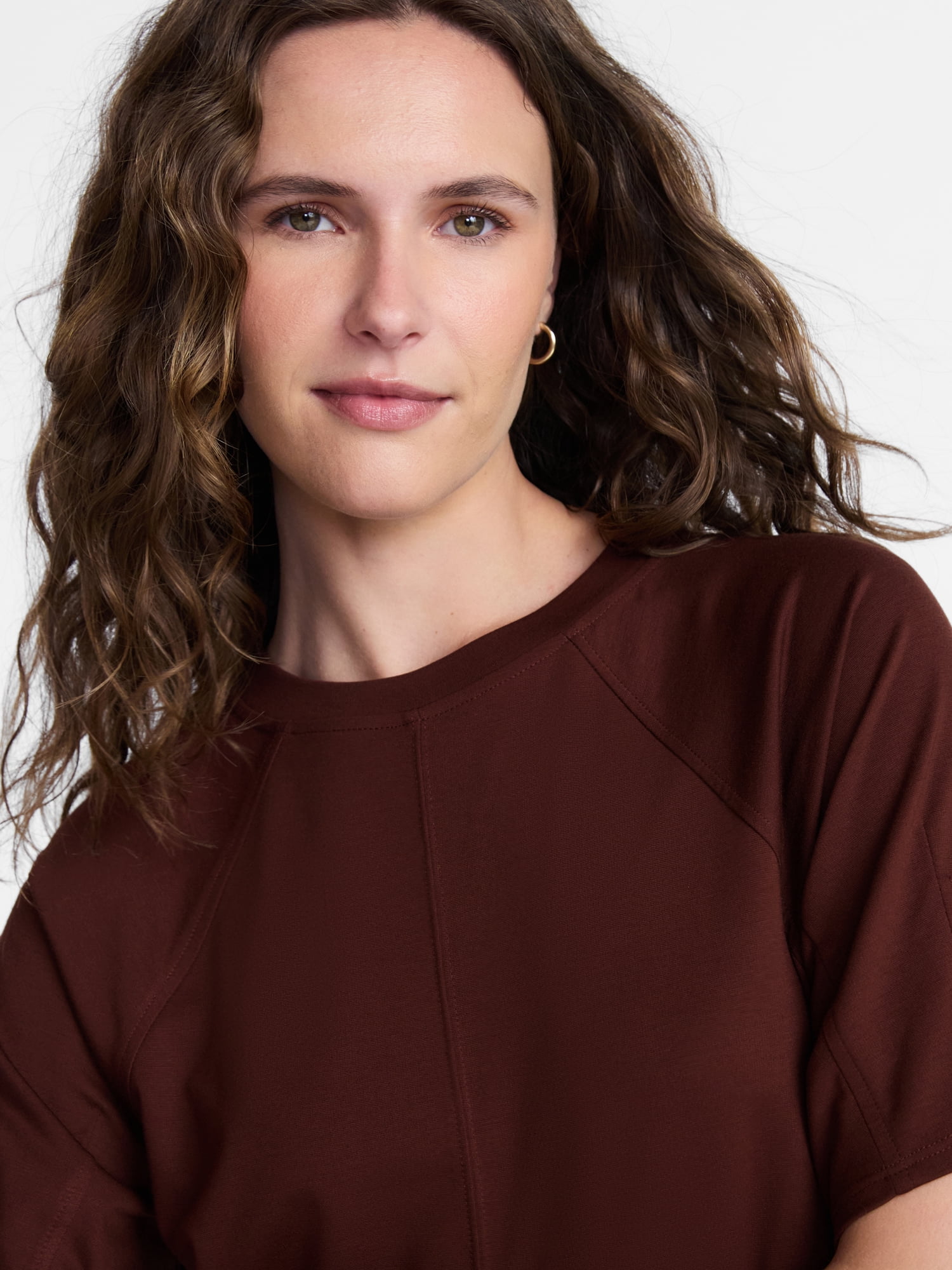 Time and Tru Women's Seamed Mini Dress with Short Sleeves, Sizes XS-XXXL