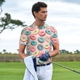 thumbnail image 3 of Polo Shirts for Men, Blue Pink White Donut Print Cuteness Casual Mens Polo Shirts Short Sleeve Button Down Classic Mens Golf Polo Shirts, 3 of 7
