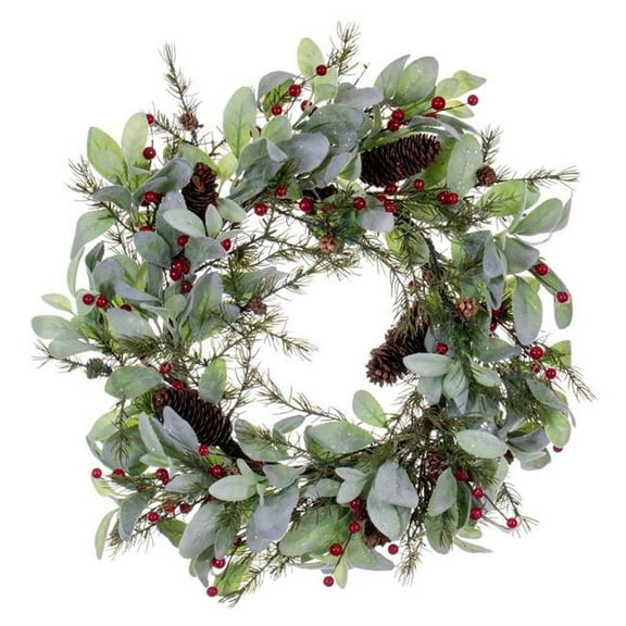 Vickerman 22" Green Artificial Leaf Wreath, Polyester
