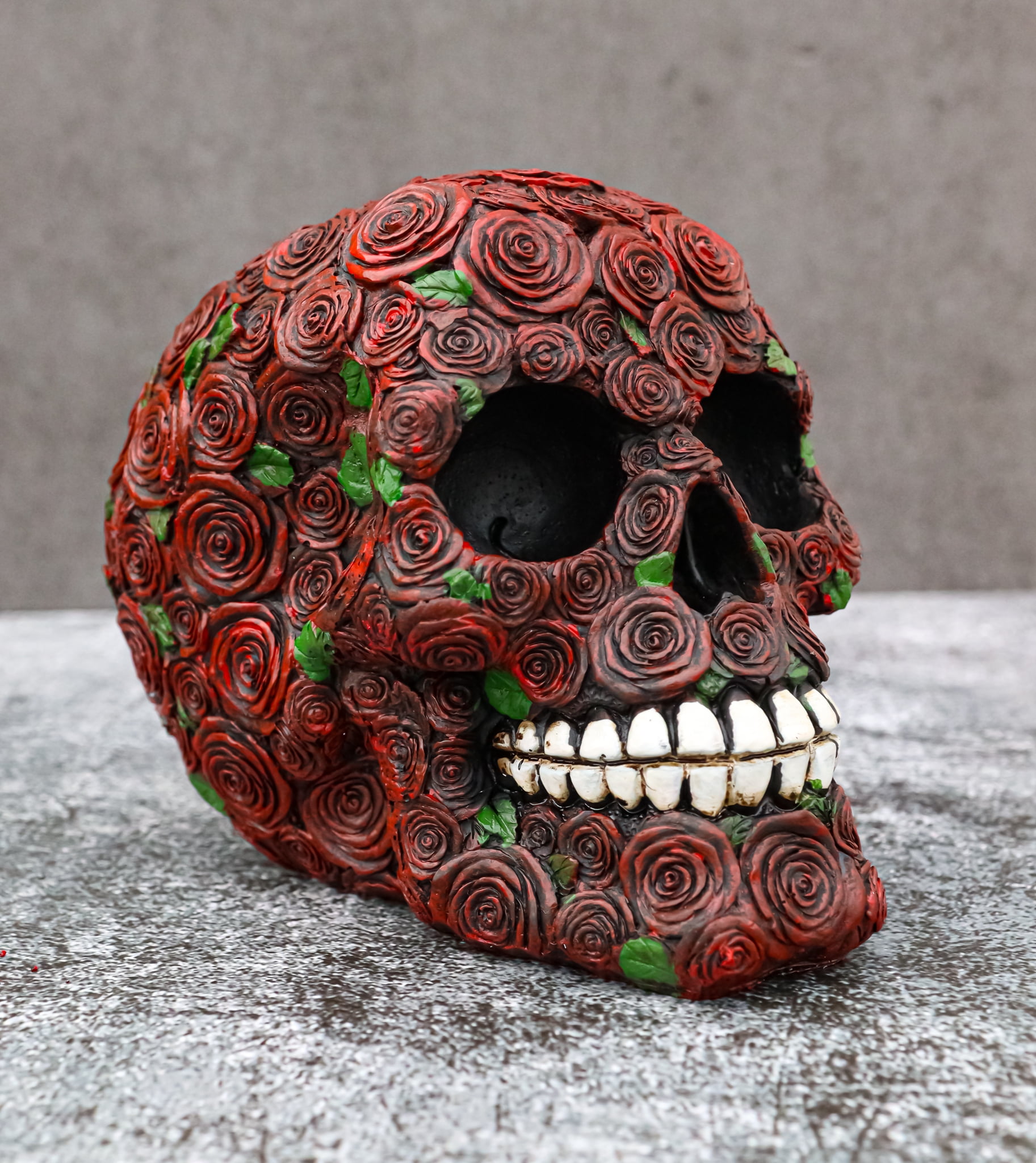 Ebros Black Day of The Dead Floral Blooms Sugar Skull