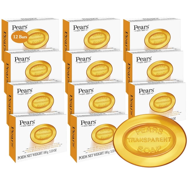 Jabón PEARS Pure & Gentle con aceites naturales, 100 ml, paquete de 12