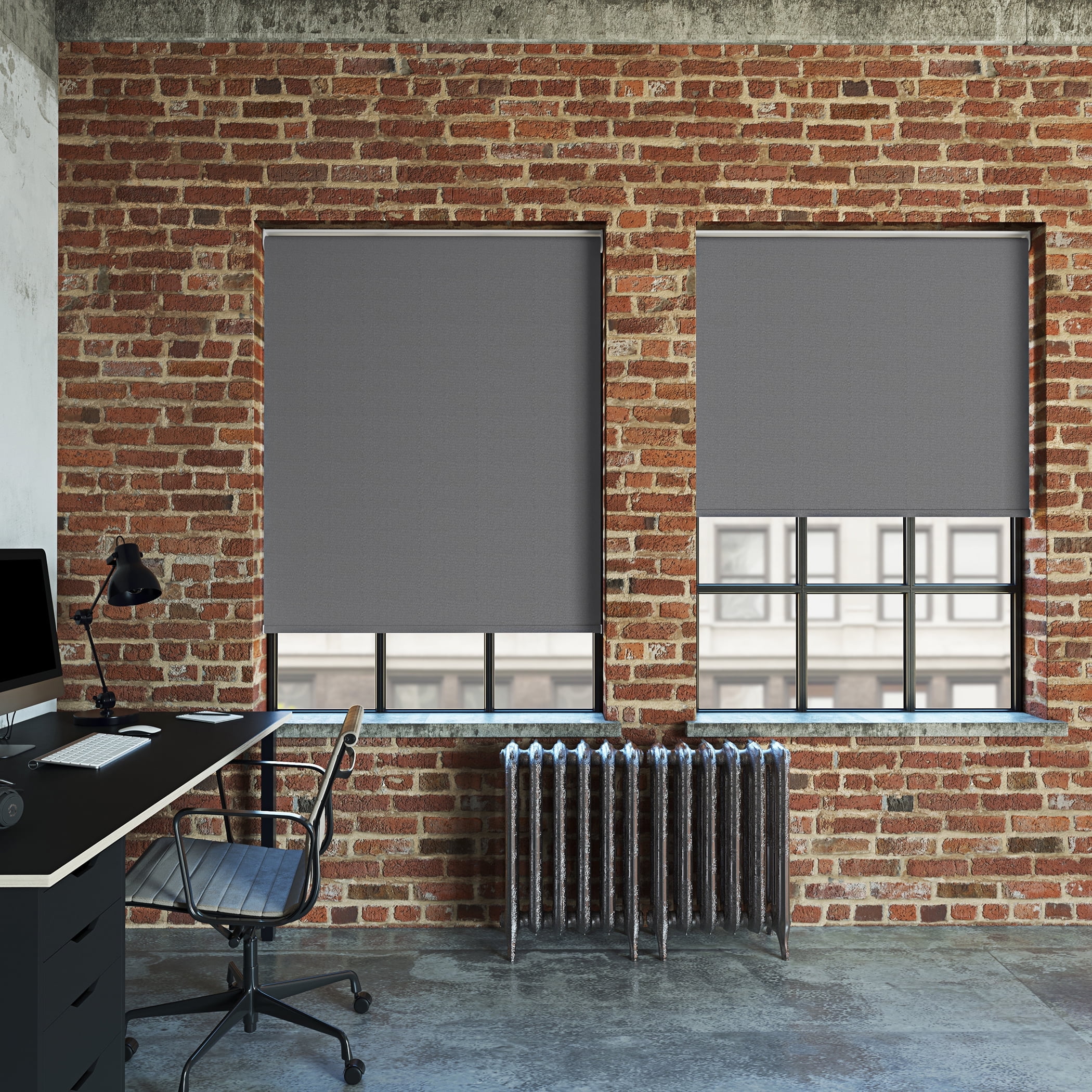 Sun Zero Langley 100% Blackout Cordless Roller Shade, 48"x72", Gray