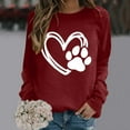 thumbnail image 2 of Shadoumai Womens Dog Mama Sweatshirts Dog Paw Print Love Heart Graphics Tops Long Sleeve Crewneck Pullover Casual T-Shirts Fall Winter, 2 of 4