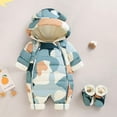 thumbnail image 2 of DHFJKG Baby Kids Winter Padded Snowsuit Romper With Ears Hood Puffer Jumpsuits For 0-24 Months Cartoon Printed Long Sleeve Footed Thick Warm Zipper Cozy Onesies, 2 of 9