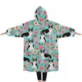 thumbnail image 2 of Oversized Wearable Blanket Hoodie,Corgi Dog and Flowers Sherpa Blanket Hoodie with Super Pockets,Super Warm Fuzzy Pullover for Women & Men, 2 of 6