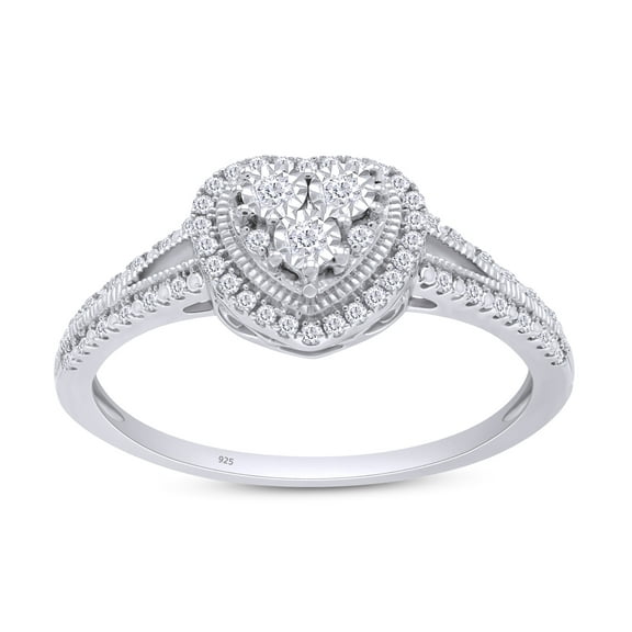 1/4 CT Round Cut Natural White Diamond Miracle Illusion Setting Heart Ring In 14K White Gold Plated Sterling Silver (Color: I-J Clarity: I2-I3, 0.25 Cttw) -4