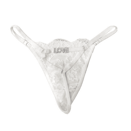 Fulorrnie Underwear for Women Lace Thong Panty Breathable Funny G String T-back Tangas Low Rise Hipster Panties White M
