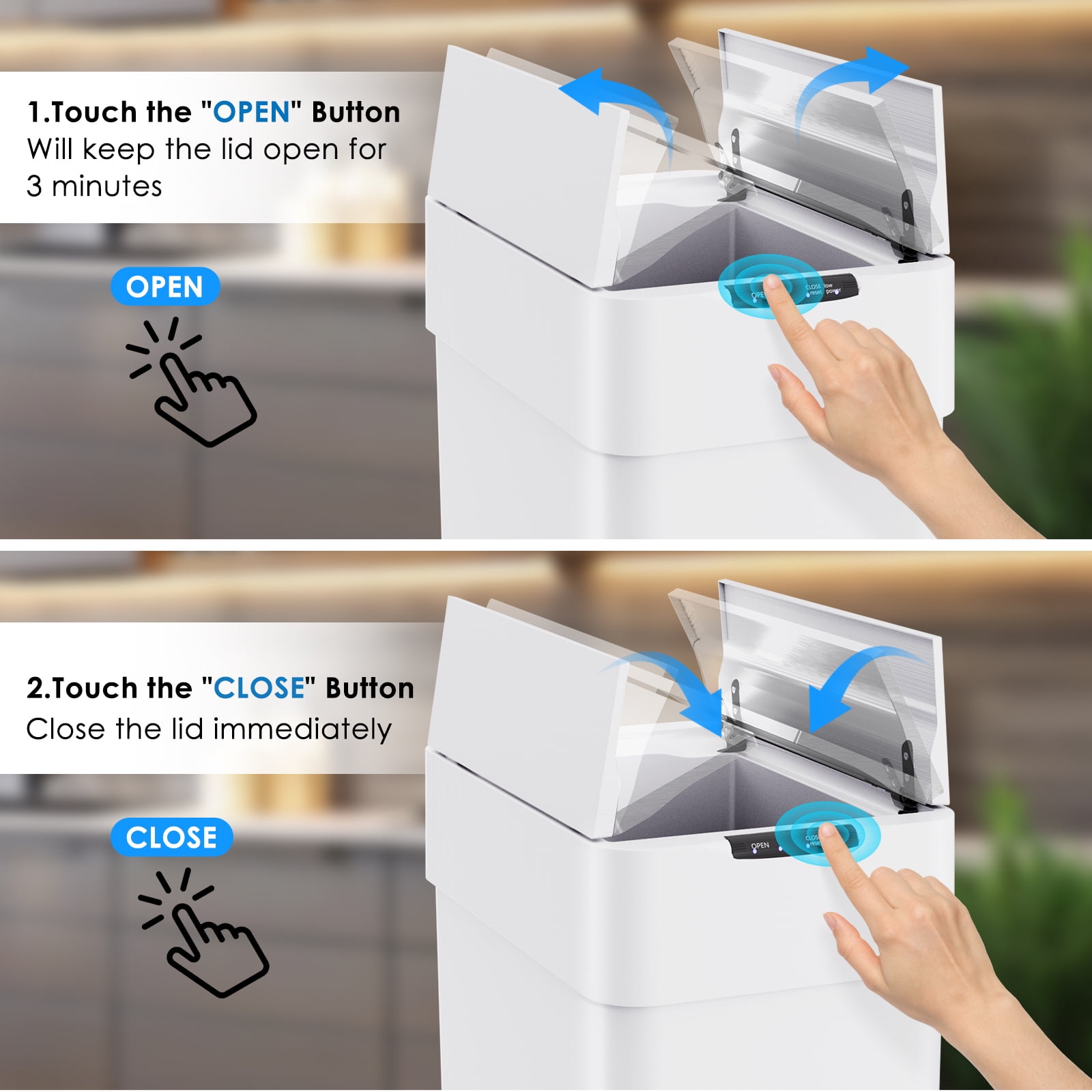 Arlopu 18.5 gal Motion Sensor Kitchen Garbage Can Stainless Steel Automatic Trash Can with Butterfly Lid for Kitchen, Office, Living Room