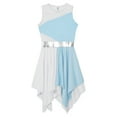thumbnail image 5 of DPOIS Kids Girls Liturgical Praise Dance Dress Sleeveless Worship Church Robe Light Blue 8, 5 of 7