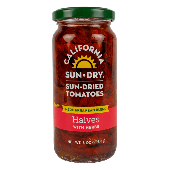 California Sun Dry, Sun-Dried Tomatoes in Oil with Herbs, Halves, 8 oz Jar, Gluten Free