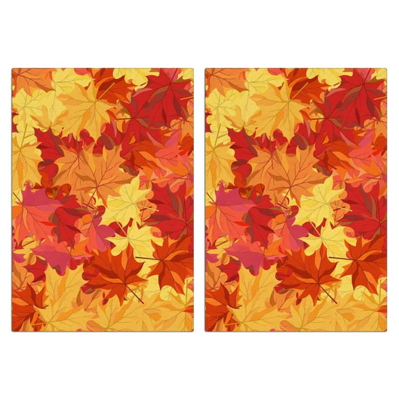 Fall Kitchen Towels Set of 2-Pumpkin & Maple Leaf Printed Tea Towels(18x26 inch)-Absorbent Cotton Home Decor for Thanksgiving,Housewarming Gifts.