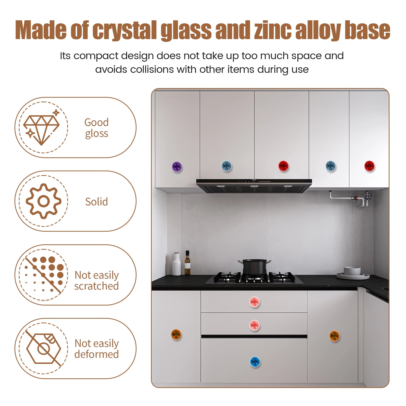 Dresser Knobs Drawer Knobs Solid Pretty Glass Drawer Pulls Cabinet Knobs Easy to Install Glass Drawer Pulls Cabinet Knobs Versatile Colorful Glass Knobs Pull for Home