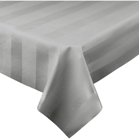 

Luxury Table Protector Pad 2 in 1 Table pad + Great Looking Tablecloth - Heat Resistant Spill & Stain Proof - Flannel Backing (54x126 Silver - Silk Stripe)