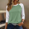 thumbnail image 4 of Tops for Women 3/4 Sleeve Women's Color Block Tops Casual Dressy Crew Neck Shirts Blouses Trendy Fall Loose Fit Outfits,L, 4 of 7