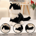 thumbnail image 2 of Black Cat Plush Doll-Realistic Stuffed Kitten Plush Toy Cute Soft Cat Surprise Pillow Birthday Gift, 2 of 6