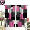 thumbnail image 4 of Pink and Black Curtains Gray White Geometric Silver Dark Abstract Square Art Curtain with Rod Pocket for Bedroom Living Room Home Decor Drapes Window Treatments 2 Panels Set 42x54, 4 of 4