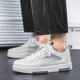 thumbnail image 4 of Zapatillas de skate modernas con estampado del alfabeto para hombre, parte superior de cuero sintético, resistentes al desgaste, antideslizantes, con cordones, para exteriores, estilo urbano., 4 of 5