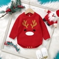 thumbnail image 2 of Baby Boy Girl Christmas Sweater Rompers Deer Print Chunky Knit Warm Sweater Bodysuit Xmas Holiday Fall Winter Outfit, 2 of 8