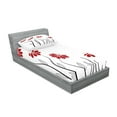 thumbnail image 2 of Ambesonne Flower Fitted Sheet & Pillow Sham Set, Modern Floral Petals, Twinxl, Red and Black, 2 of 2