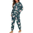 thumbnail image 2 of SCRAWLGOD Flower Leaf Women Pajamas Long Sleeve Pajama Sets for Women 2 Piece Lounge Size S Crewneck Jogger Pjs Women Lightweight Women's Soft Loungewear, 2 of 7