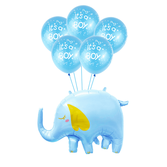 It's a Boy Balloon Set with Blue Elephant and Latex Balloons for Baby Shower or Newborn Party Decorations