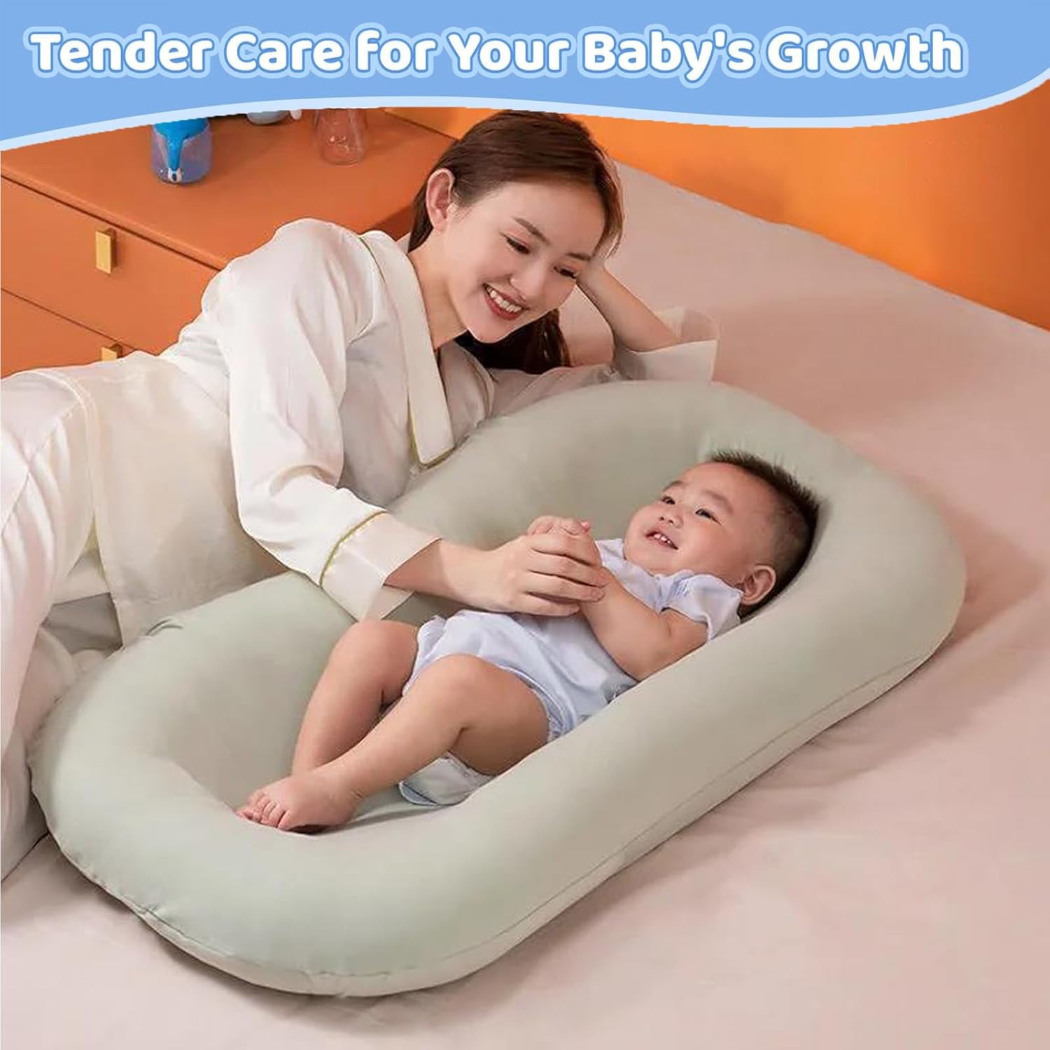 Kid  Lounger for Newborn 0-24 Months –Soft Organic Cotton Slipcover Fits, Kid Nest Lounger for Nursery, Travel, and Tummy Time